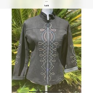 Christine Alexander Swarovski Crystal heavily embellished Jacket Coat Sz S ⭐️